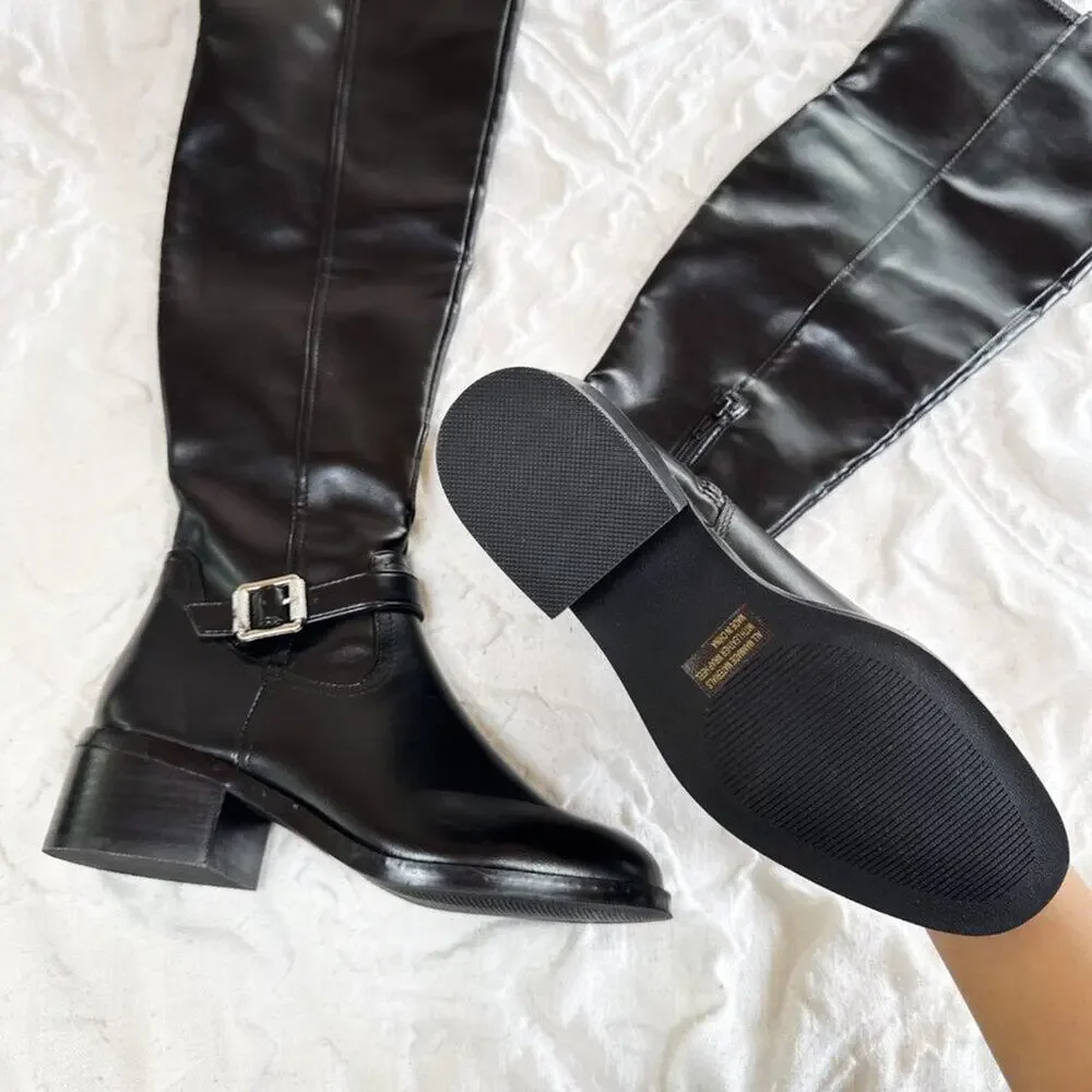 Dolce Vita Elyse Over-The-Knee Buckle Block Heel Boot Size 7 New